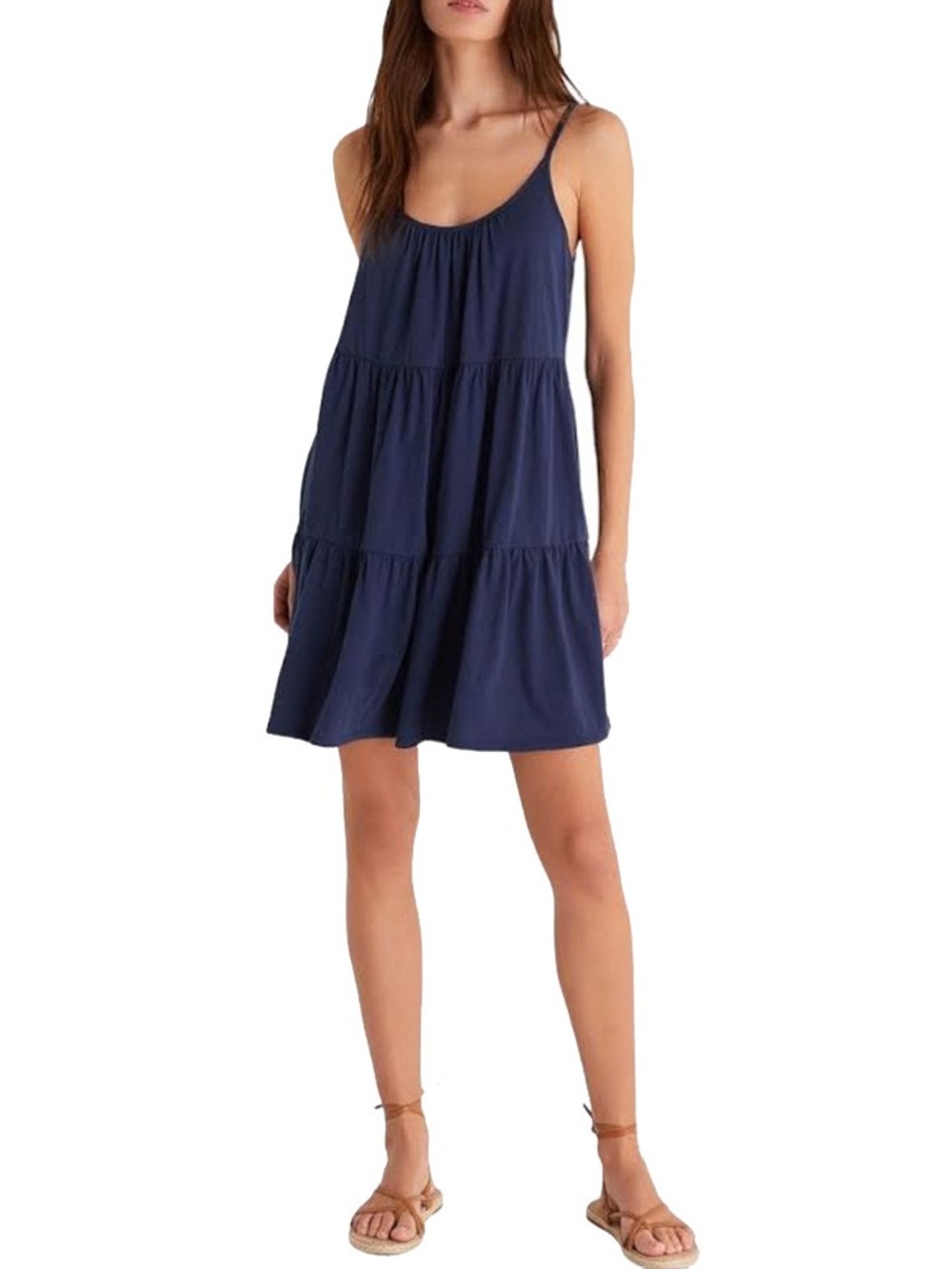 Z Supply Tiered Spaghetti Strap Sundress - Navy Blue - size S